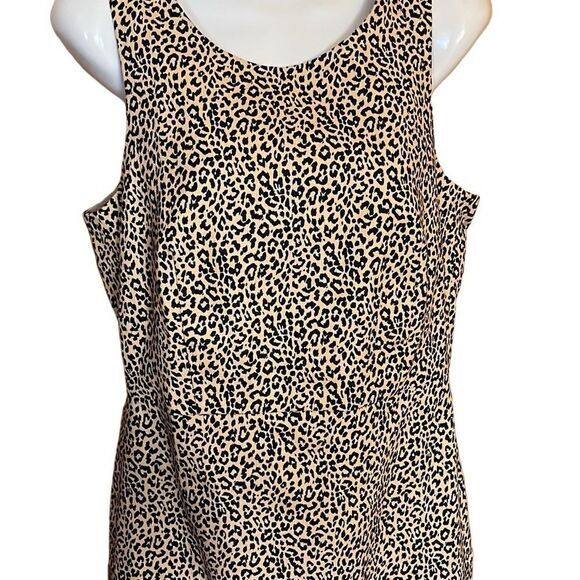 J.Crew Factory Leopard Sheath Dress Size 4 Sleeveless Cotton Lined Workwear - Picture 4 of 7